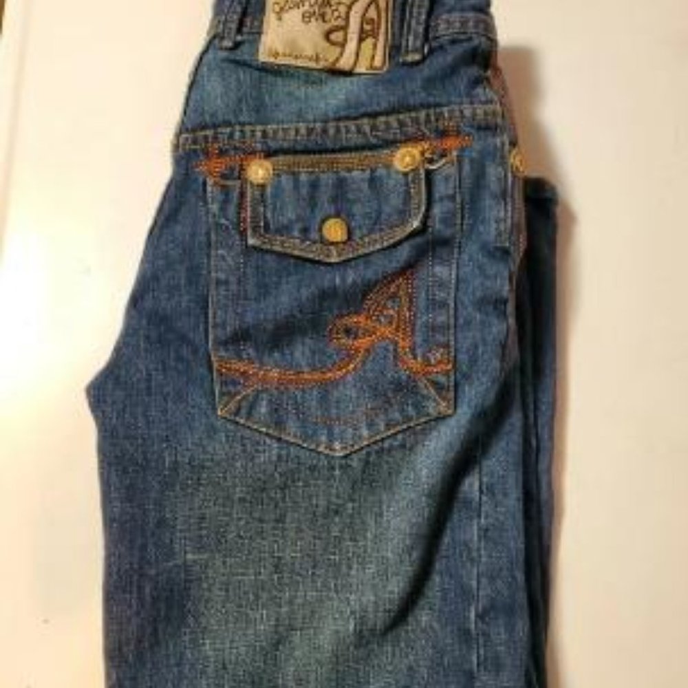 Akademiks Jeanius Jeans Size 16 Snap Pockets Embroidered Vintage 1999